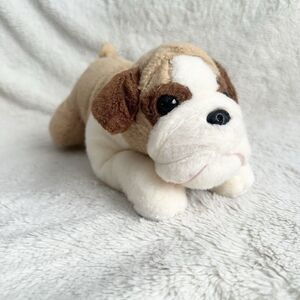 Aurora Bulldog Puppy Plush Stuffed Animal Toy 12" Tan White Cuddly Dog Small